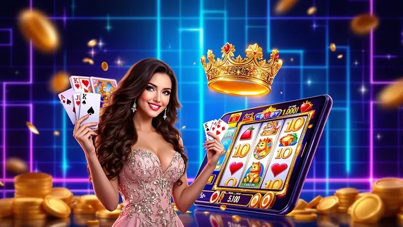 Tampilan tema permainan slot dengan gulungan simbol